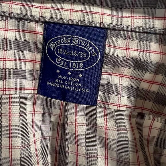 Brooks Brothers Men's All Cotton Button Down Plaid Shirt Size 16 1/2-34/35 - Picture 2 of 9